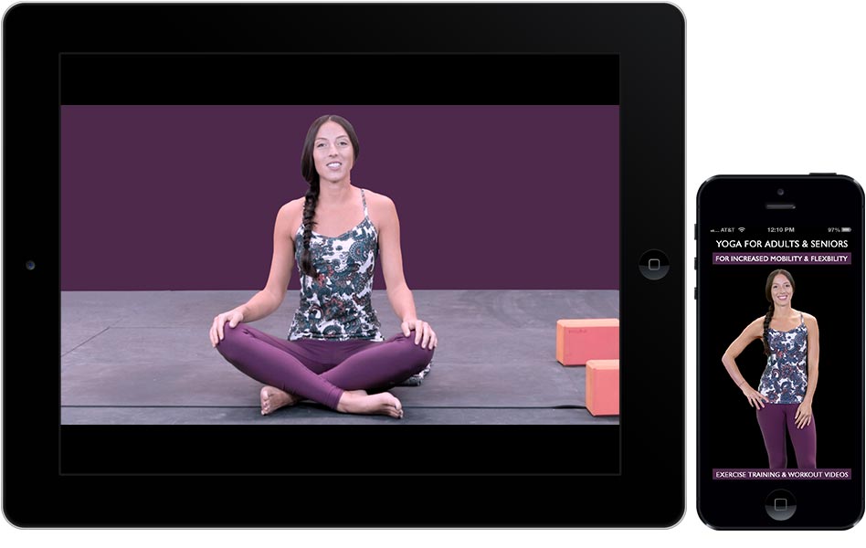Yoga app for adults & seniors, on iPhone & iPad.